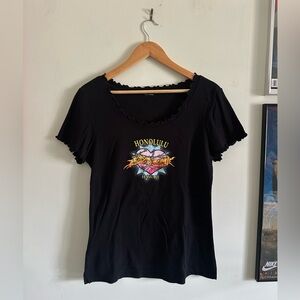 Honolulu Harley Davidson Vintage Lettuce Hem Tee 🏝️